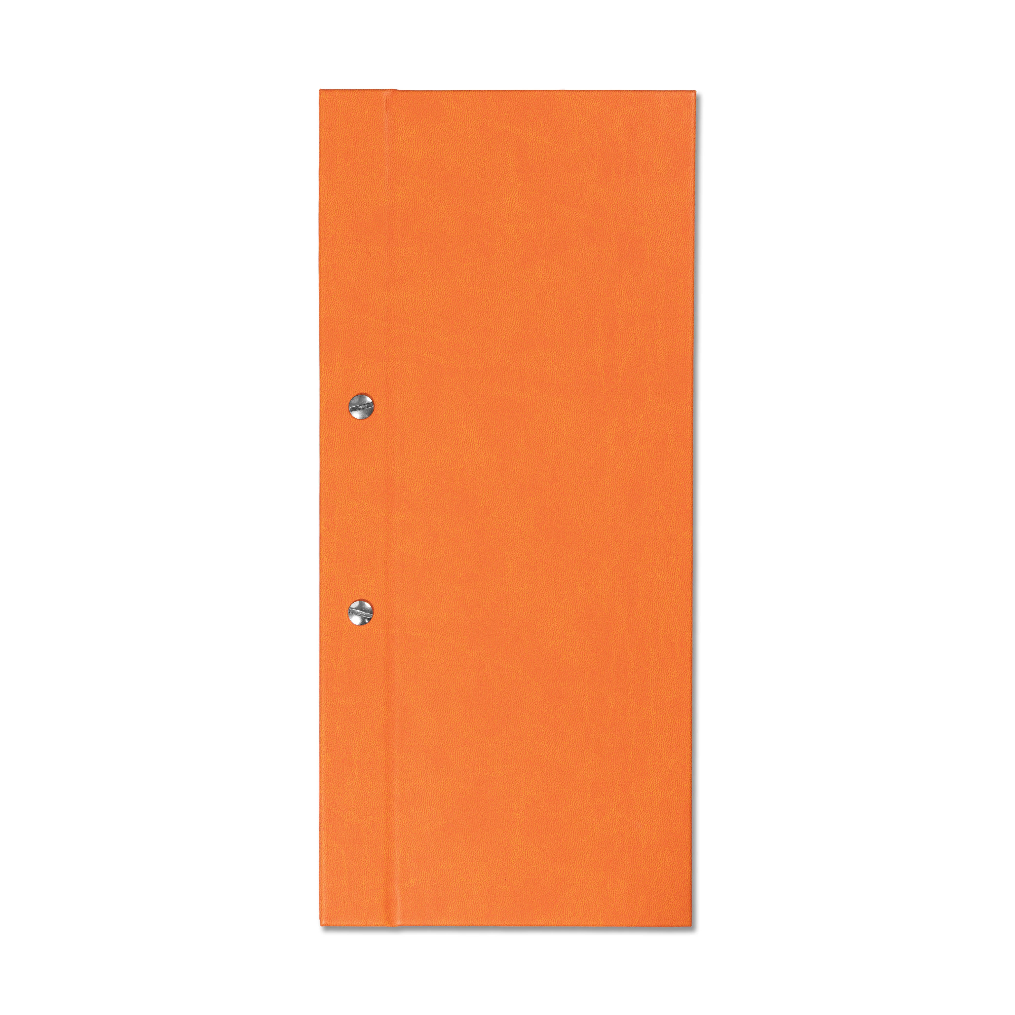 Dorchester Menu Holder Half A4 Tall with Rivets Orange