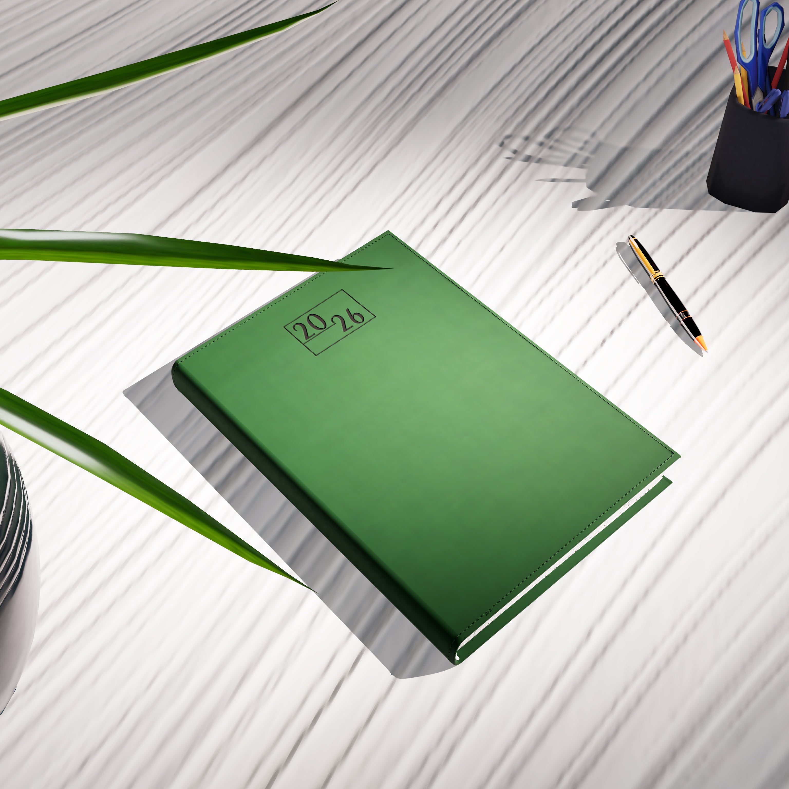 Dorchester NewHide A5 Desk Diary, Week To View, Green