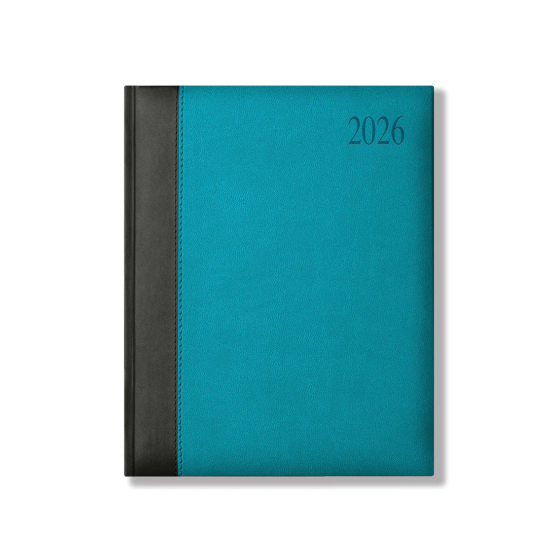 Dorchester Bicolour Quarto Desk Diary, Week to View, Black-Aqua