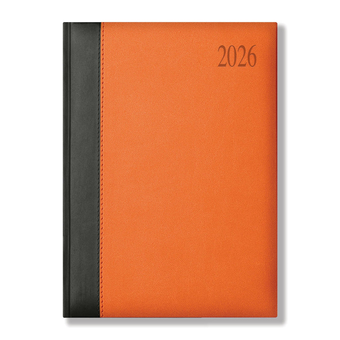 Dorchester Bicolour Quarto Desk Diary, Week to View, Black-Orange