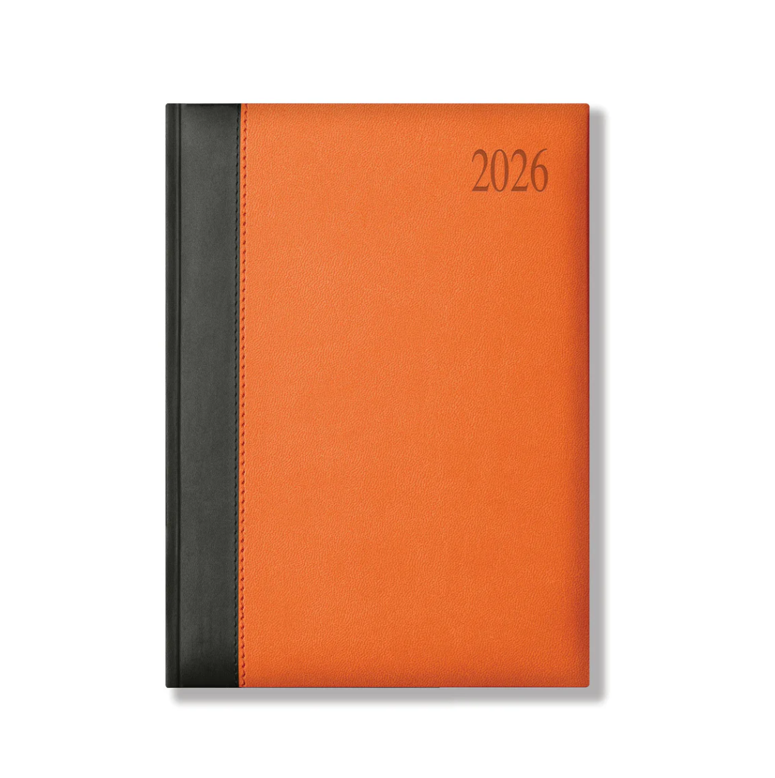Dorchester Bicolour Quarto Desk Diary, Week to View, Black-Orange