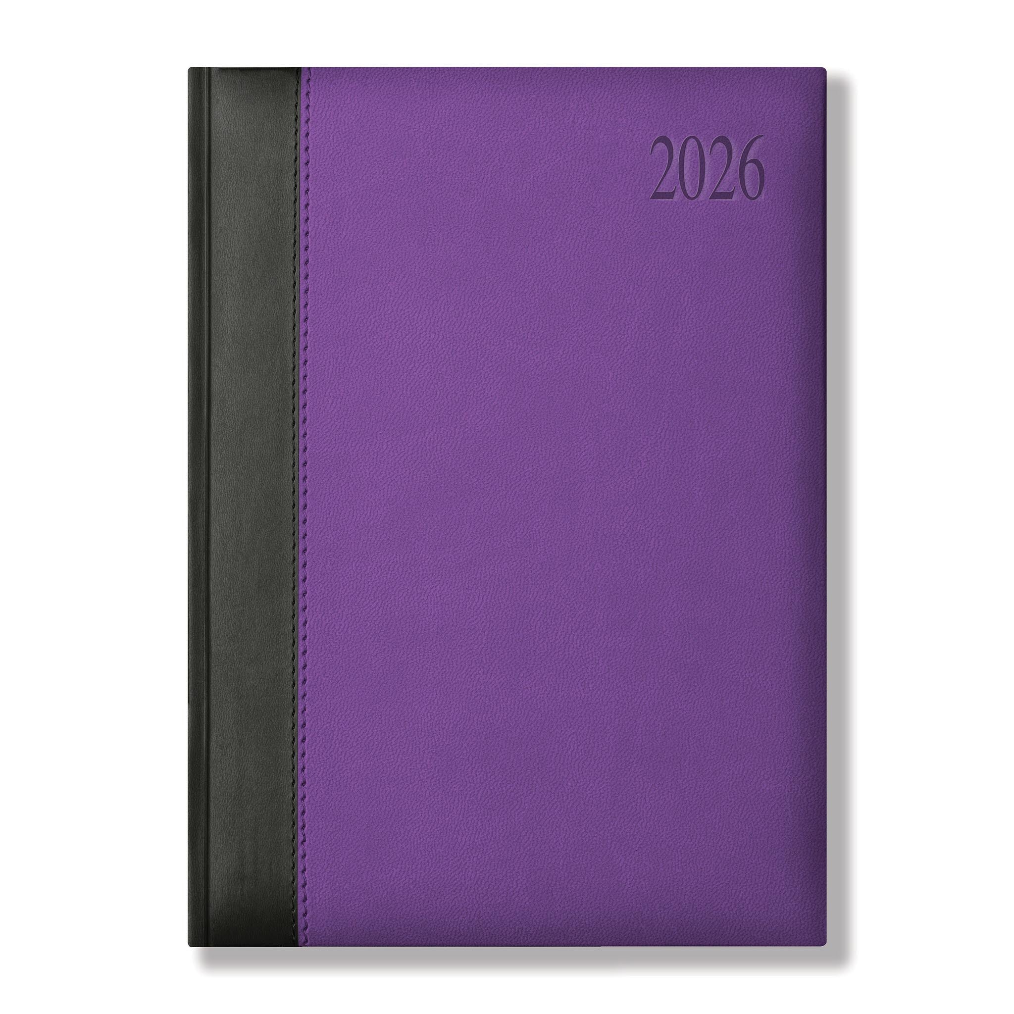 Dorchester Bicolour Quarto Desk Diary, Week to View, Black-Purple