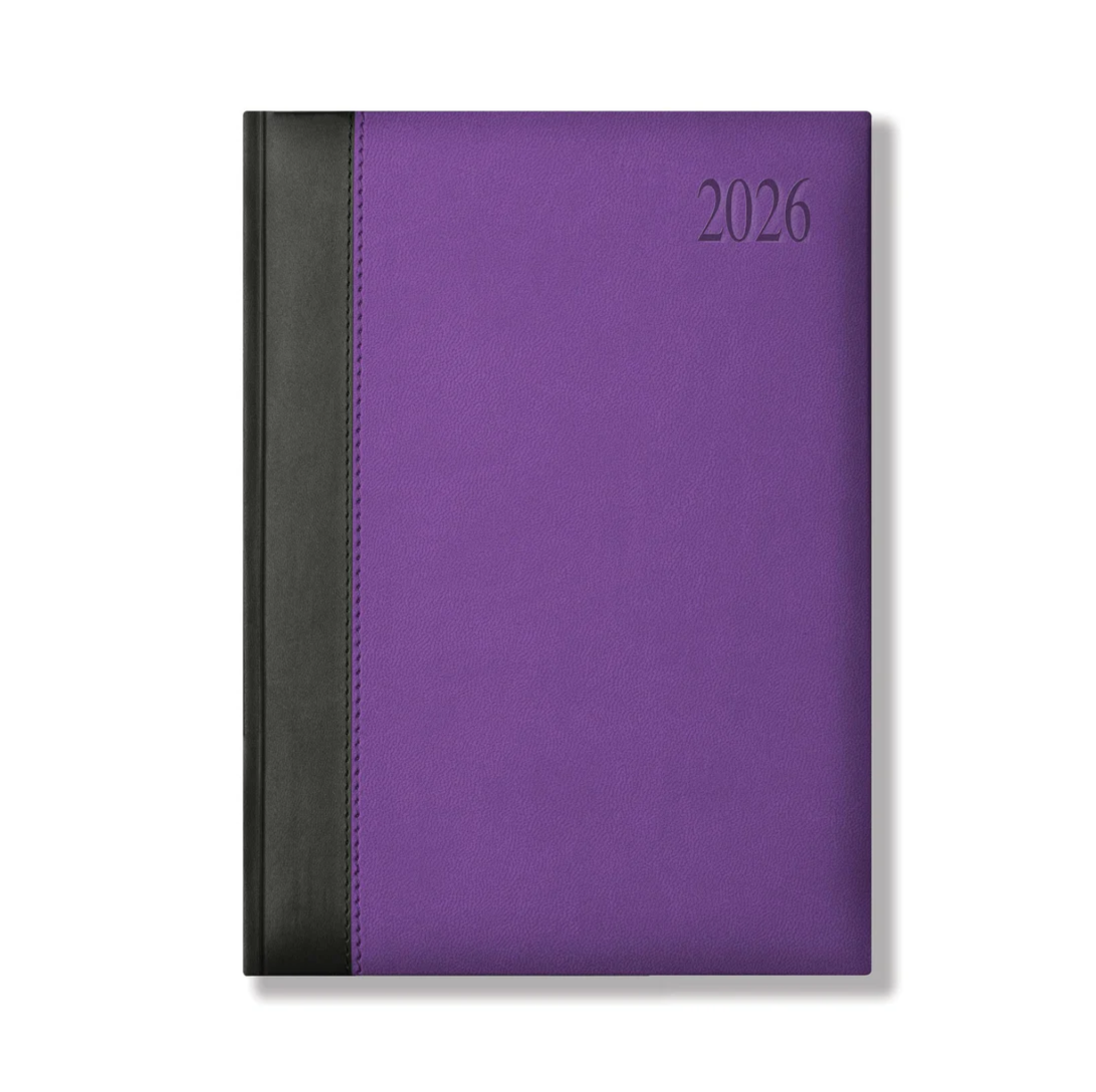 Dorchester Bicolour Quarto Desk Diary, Week to View, Black-Purple