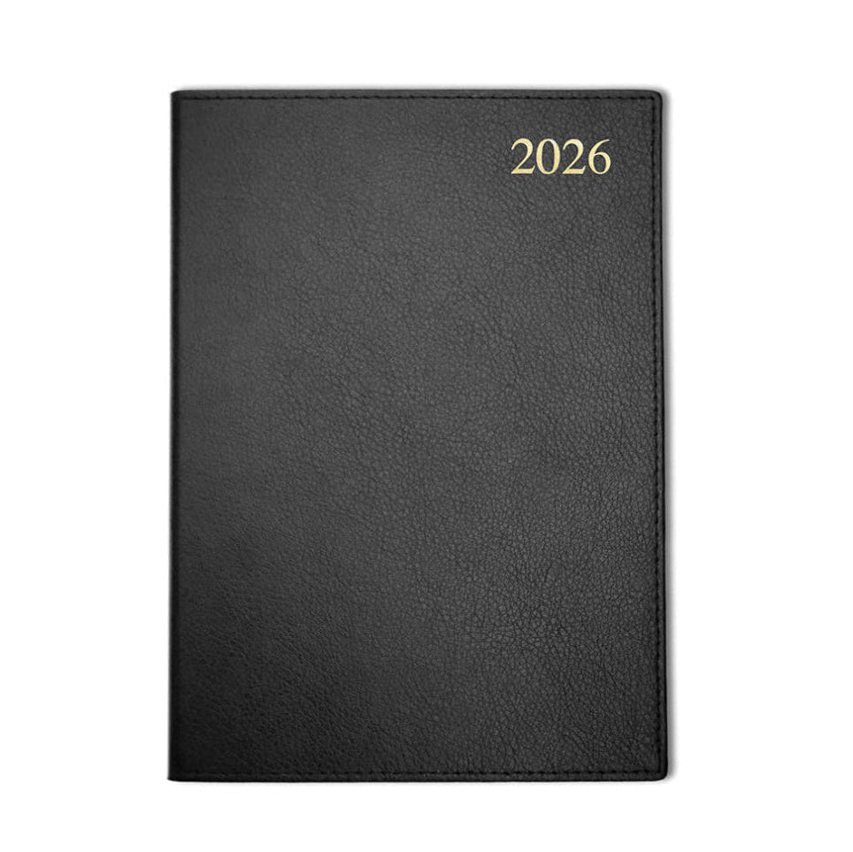Chelsea Leather A5 Desk Diary, Day Per Page, Black