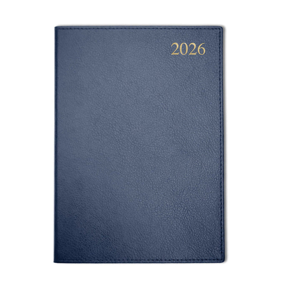 Chelsea Leather A5 Desk Diary, Day Per Page, Blue