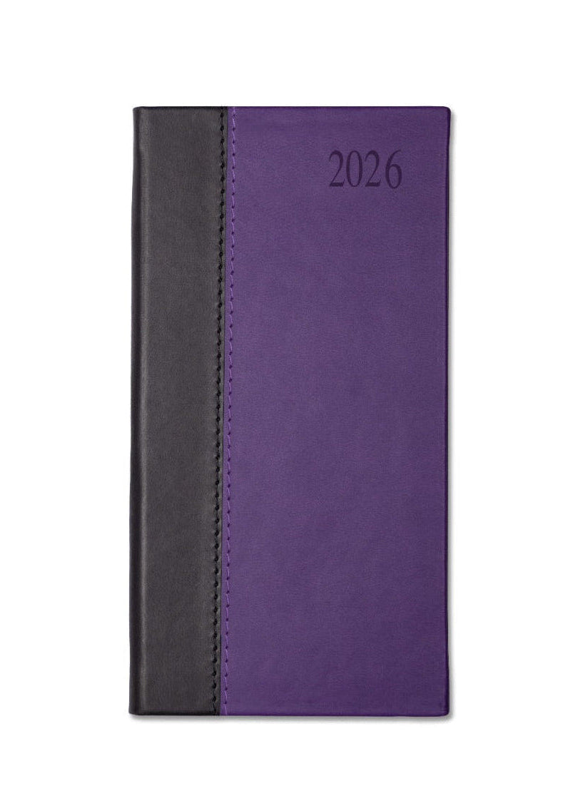 Dorchester Newhide Bicolor Pocket, Week to View, Black-Purple