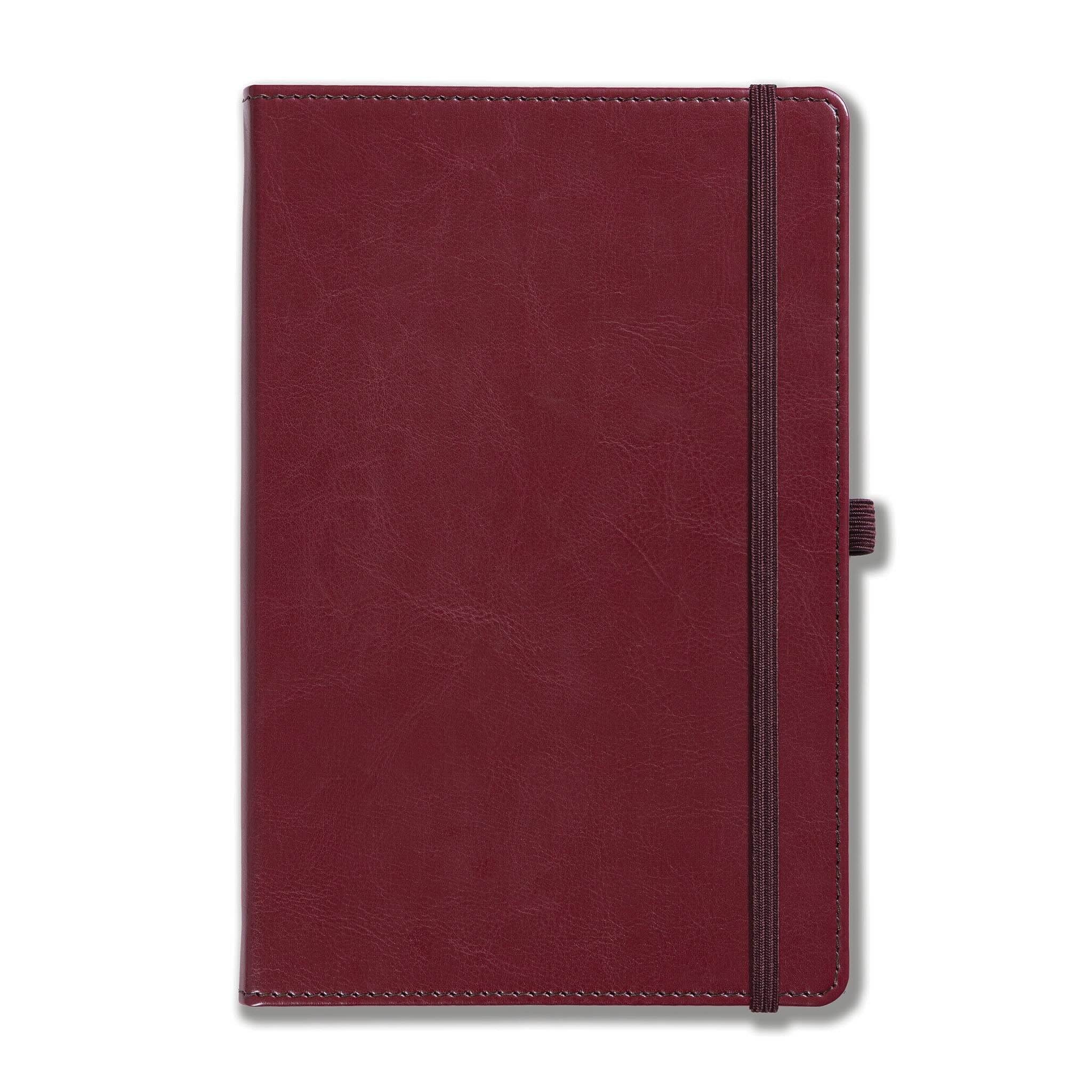 Harrogate Faux Leather A5 Notebook, Feint Ruled, Burgundy