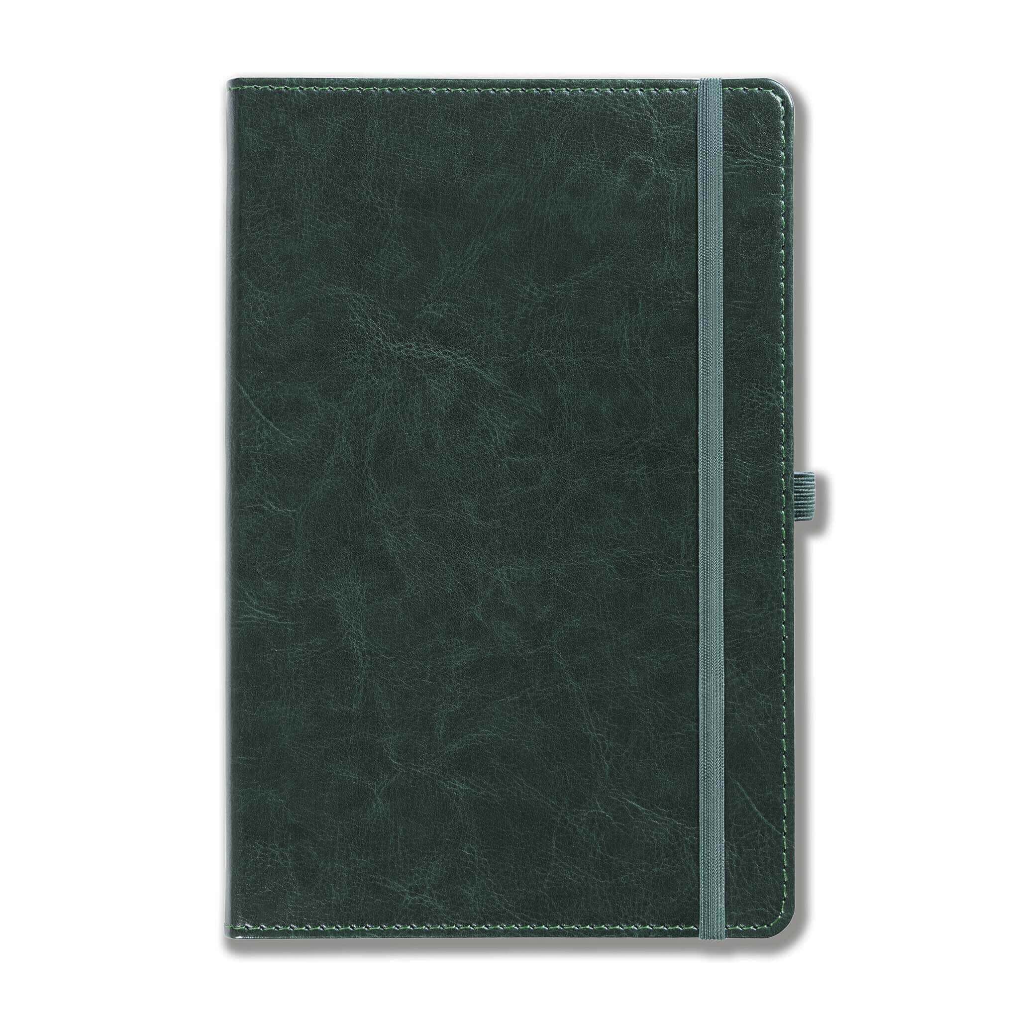 Harrogate Faux Leather A5 Notebook, Feint Ruled, Green