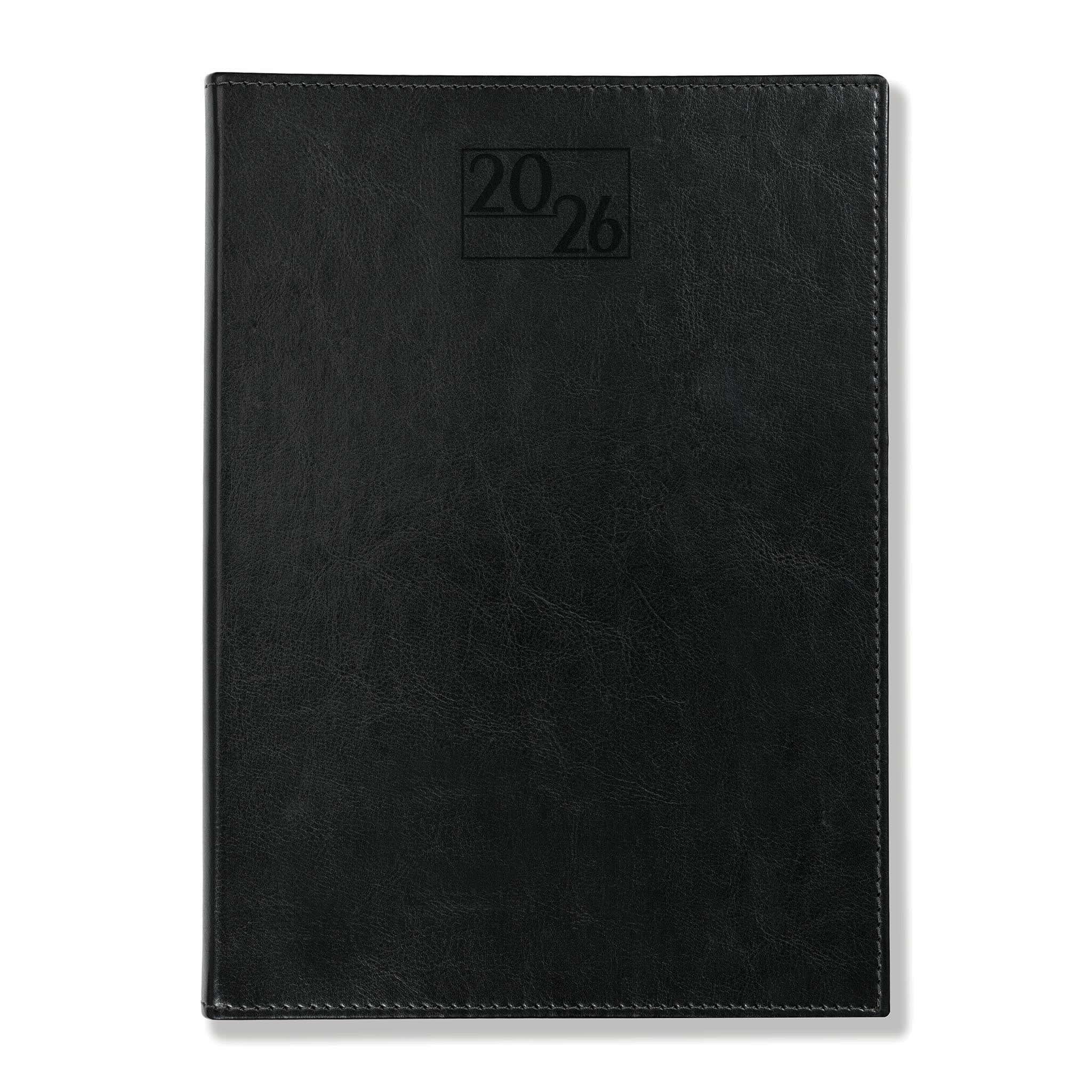 Harrogate SaharaHide Faux Leather Quarto Diary, Week to View, Black