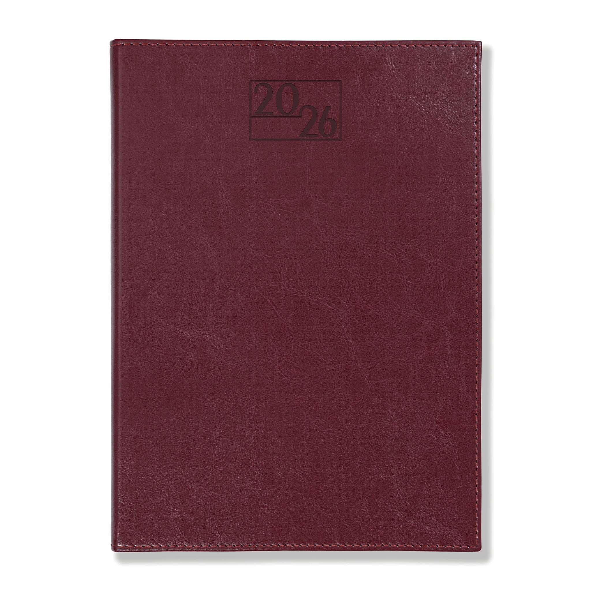 Harrogate SaharaHide Faux Leather Quarto Diary, Week to View, Burgundy
