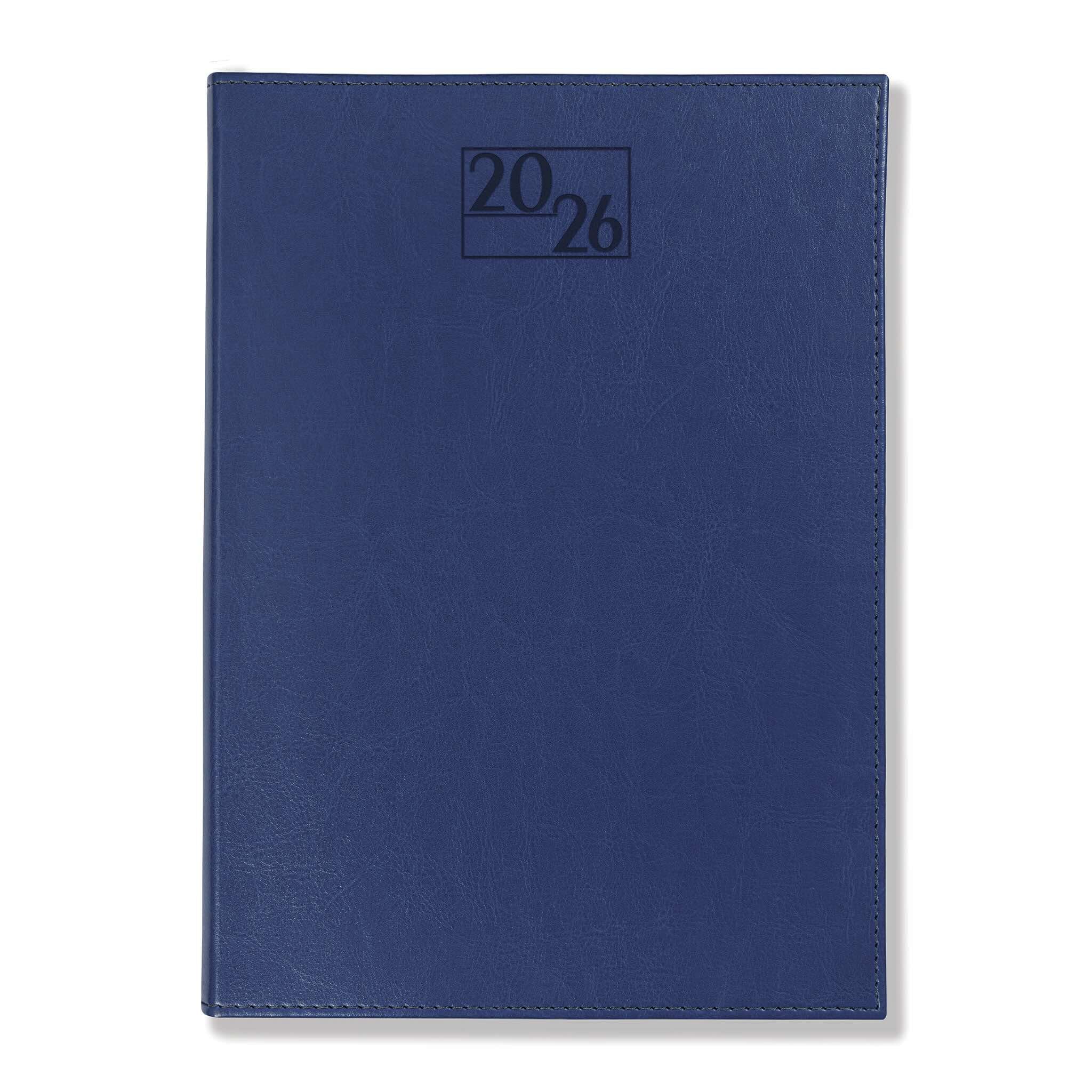 Harrogate SaharaHide Faux Leather Quarto Diary, Week to View, Dark Blue