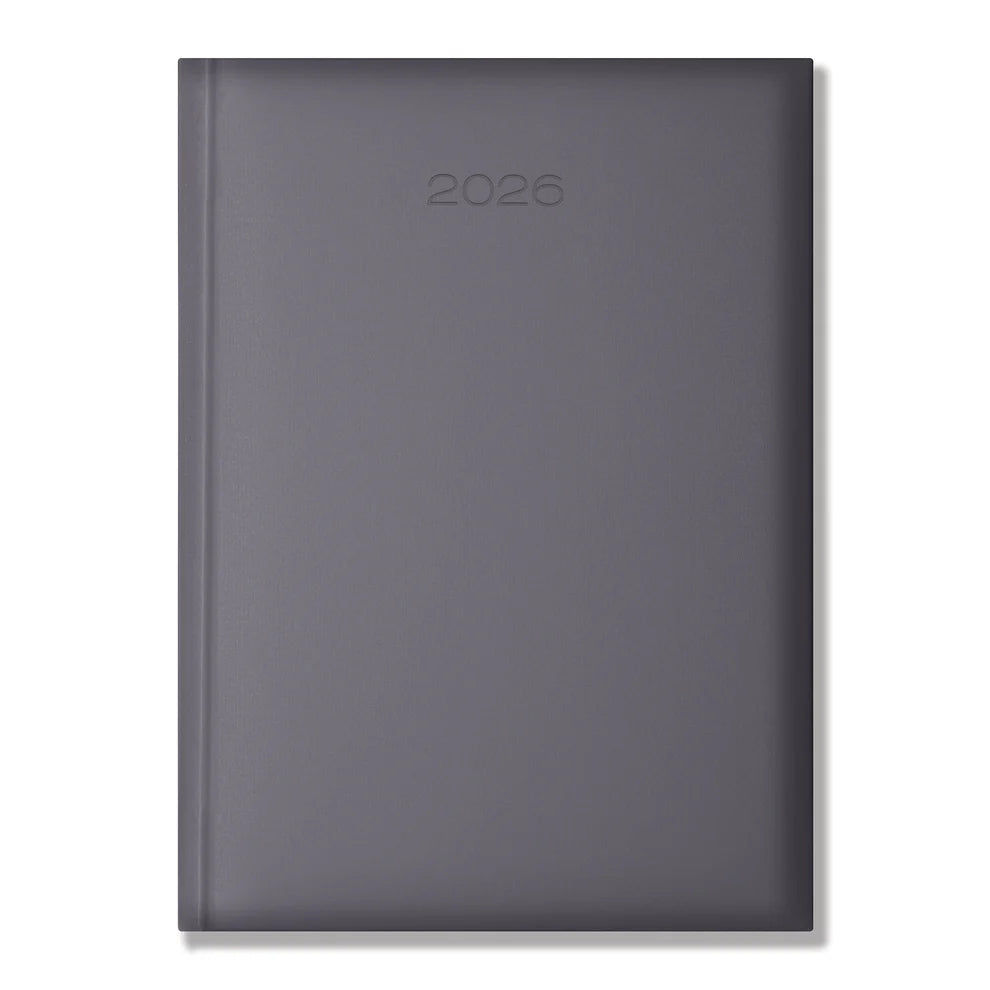 Lewes SmoothGrain A4 Desk Diary, Day Per Page, Grey